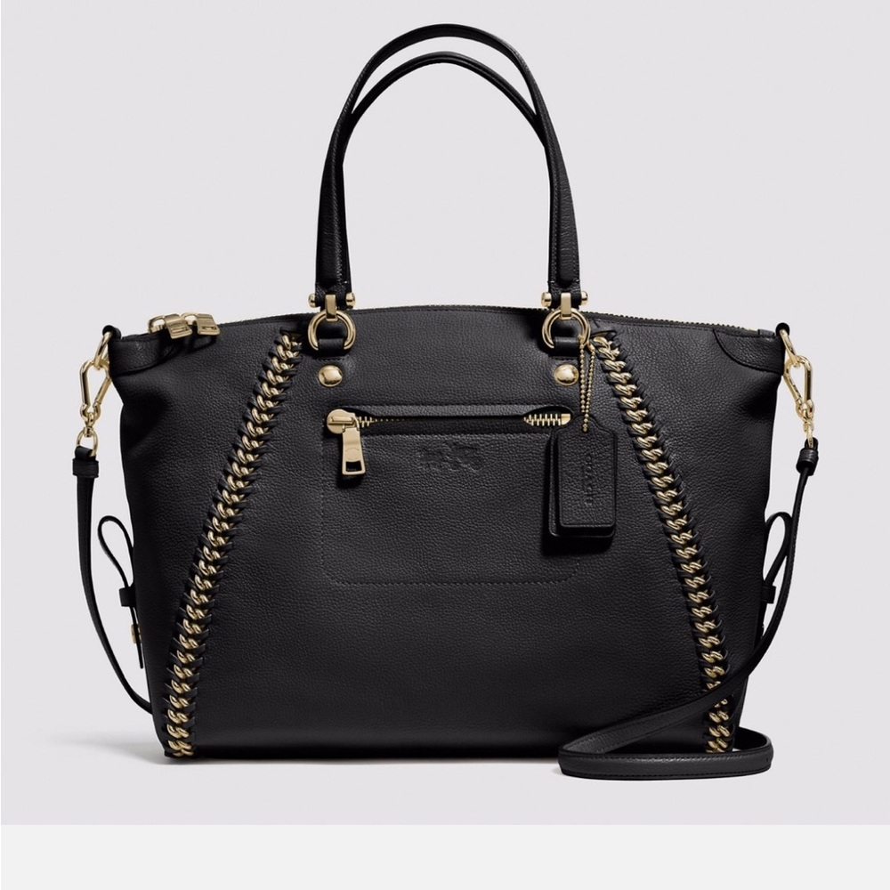 Coach Whiplash Leather Prairie Satchel Light Gold Black